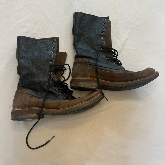 FRYE Owen Fold Over or Lace Up Leather Boots, Size 9.5. - Picture 3 of 6